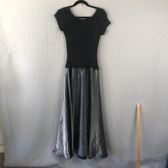 JS Collections Dress Womens 12 Metallic Maxi Evening Formal Gown Retro Shiny - Picture 1 of 16